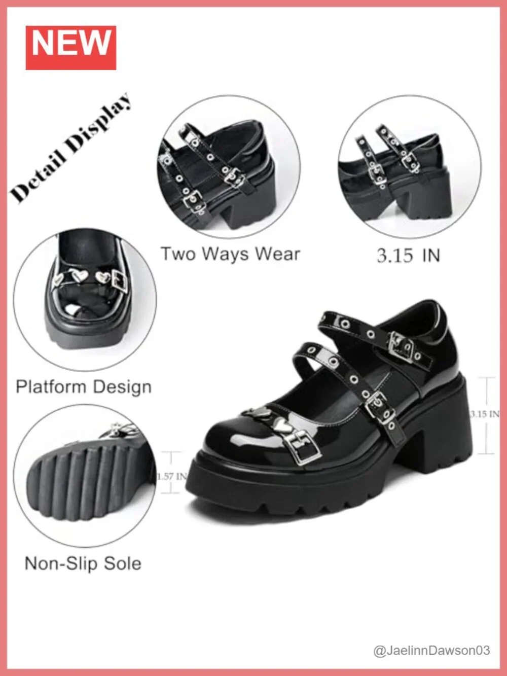 MEOTINA Platform Mary Janes Goth Buckle Strap Cosplay Chunky Pumps